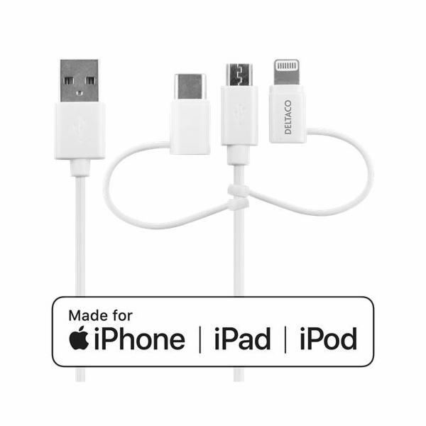 DELTACO IPLH-441, Kabel USB 2.0/C,Mic,Lig