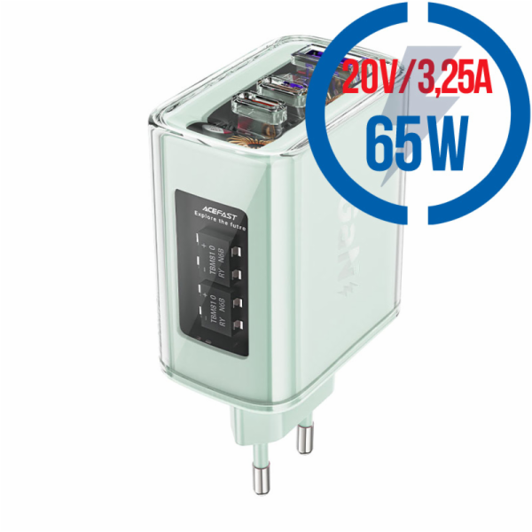 ACEFAST PD 65W GaN, 2xType C, 1x USB, Nabíječka, m