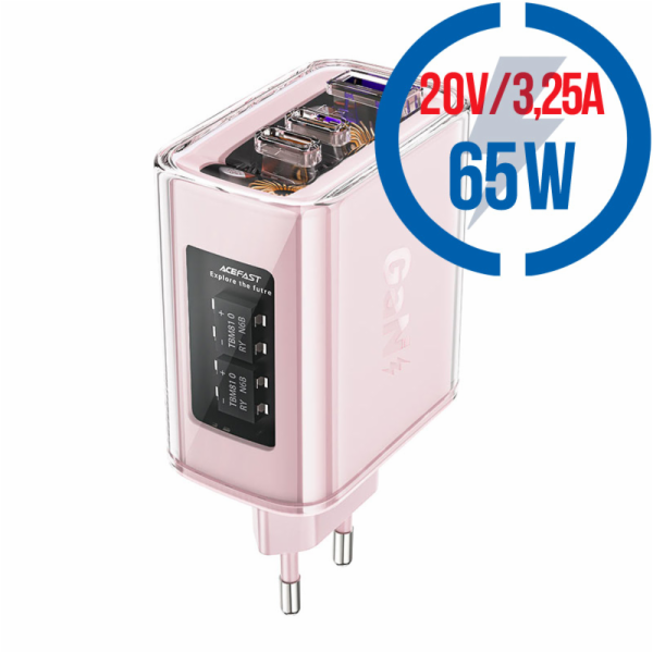 ACEFAST PD 65W GaN, 2xType C, 1x USB, Nabíječka, c