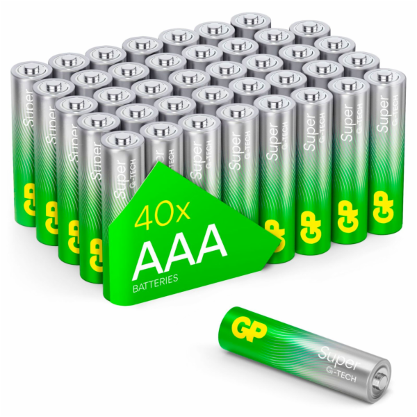 1x40 GP Super Alkaline AAA Micro Batteries PET Box 03024A...