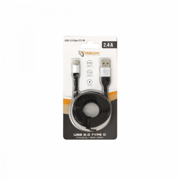 SBOX USB-C-2,4A, Kabel USB 2.0/TypeC 1,5m blk