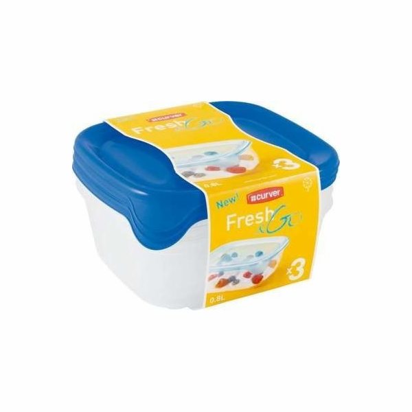 Sada potravinových dóz FRESH&amp;GO 3x0,8l modrá