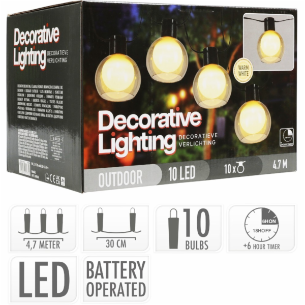 Světelný řetěz lampiony LED 10 ks 4,7m KO-AF5300160