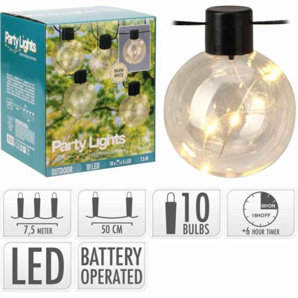 Světelný řetěz LED 10 žárovek 7,5m KO-DX9500700