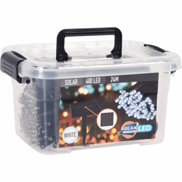 Světelný řetěz solární  studená bílá 400 LED / 24 m KO-DX...
