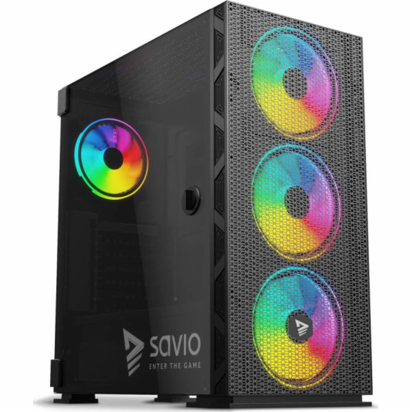 SAVIO PC skříně Raptor X1 ARGB Glass/Mesh Černá
