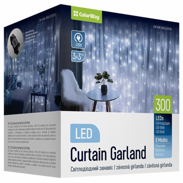 COLORWAY LED girlanda/ vnitřní / 300 LED / délka 3 x 3m /...