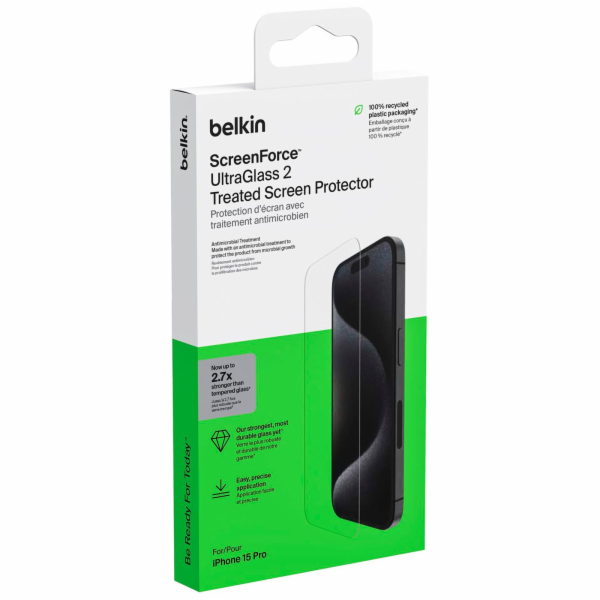 Belkin Screenforce UltraGlass2 antibact. iPhone 15 Pro OV...