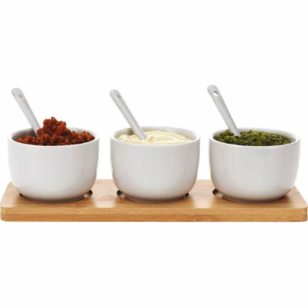 Servírovací misky se lžičkami porcelán / bambus KO-795880010