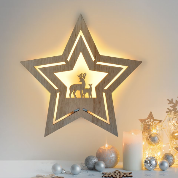 Solight LED nástěnná dekorace vánoční hvězda, 24x LED, 2x AA