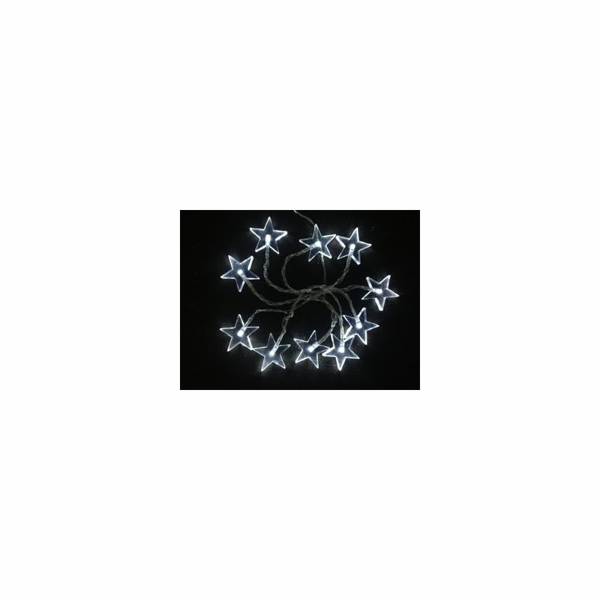 Solight LED vánoční řetěz, hvězdy, 1,5m, 10x LED, 2x AA, ...