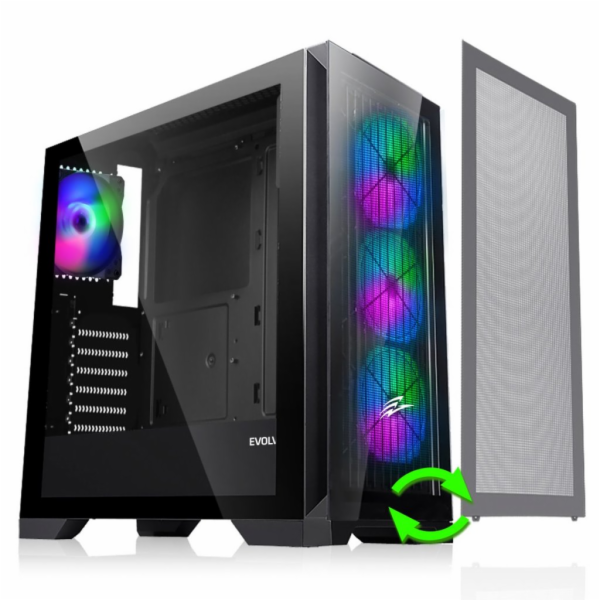 EVOLVEO Ptero Q2+, Počítačová skříň, 2x čelní panel - skl...