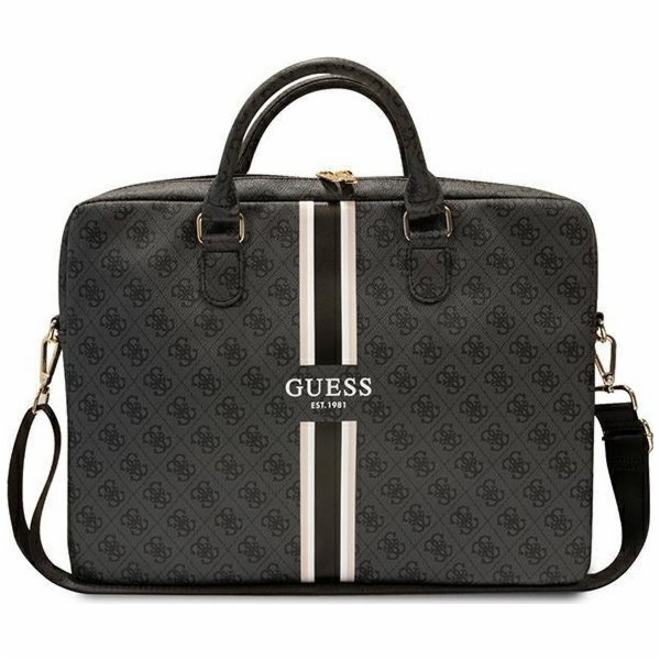 Guess PU 4G Printed Stripes Computer Bag 15/16" Black Gue...