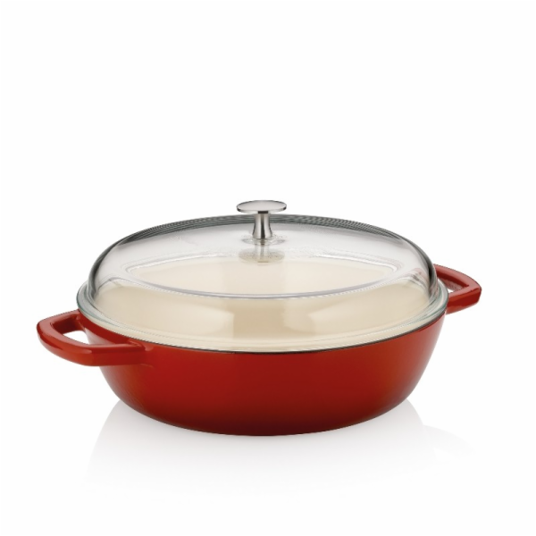 Hluboká pánev litinová CALIDO 28 cm 3,8l červená KL-11964