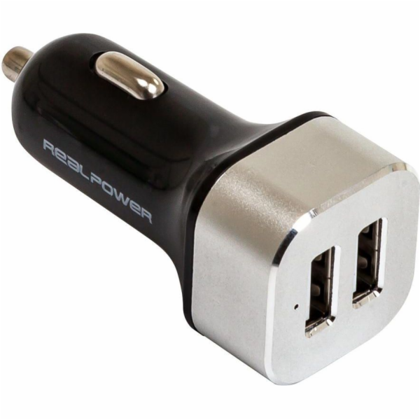 Realpower 2xUSB nabíječka Černá a stříbrná (176635)