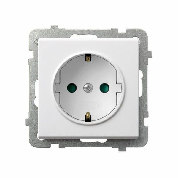 Ospel Socket Sonata single schuko s bílými závěrkami (GP-...