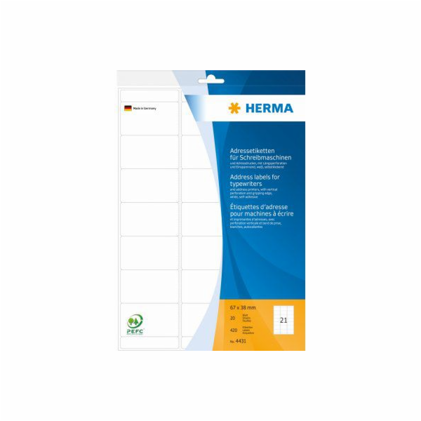 Herma Adresní nálepky na psací stroje, bílé, 420 kusů (4431)