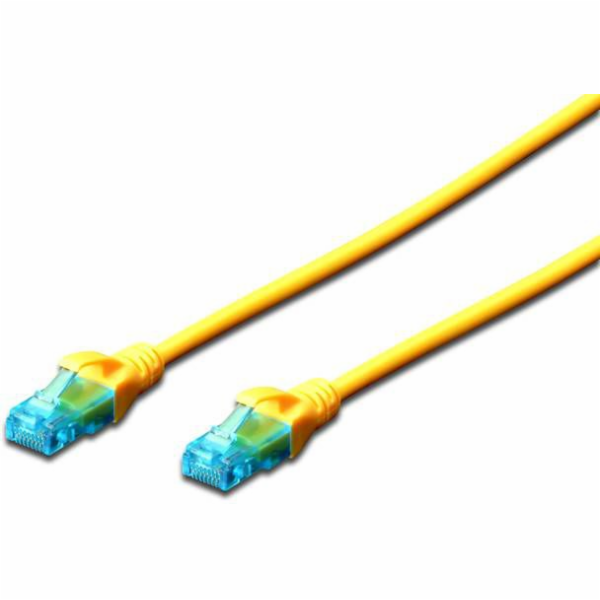 Propojovací šňůra U/UTP kat.5e PVC 0,25m žlutá