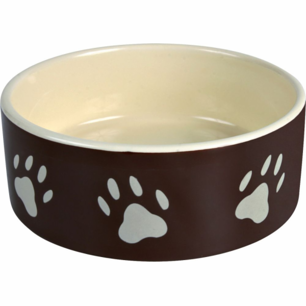 Keramická miska Trixie Brown s béžovými tlapkami 0,3L/12cm