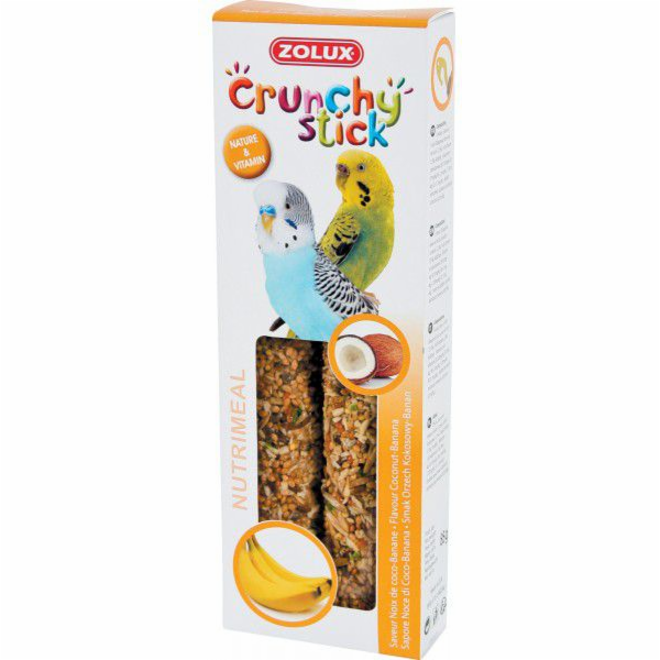 Zolux Crunchy Stick malý papoušek kokos/banán 85g