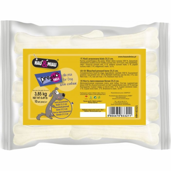Hau Miau LISOVANÁ KOST BÍLÁ 31,5 cm, 10 ks/bal., 3,85 kg/...