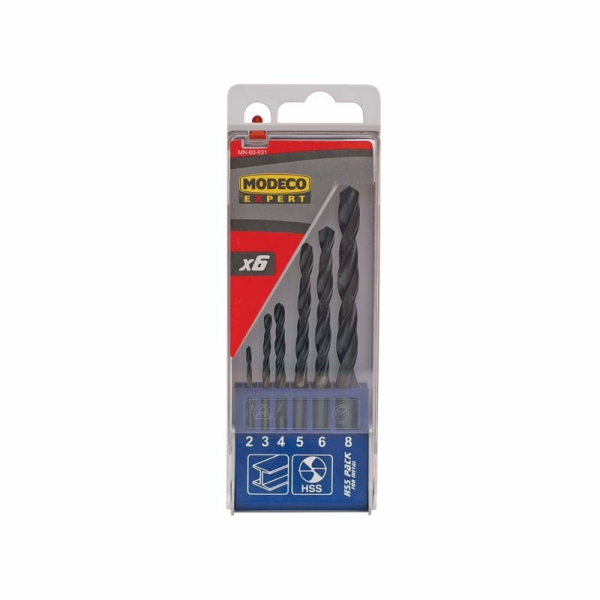 Modeco HSS válcový vrták do kovu 2 4 5 3 6 8mm sada (MN-6...