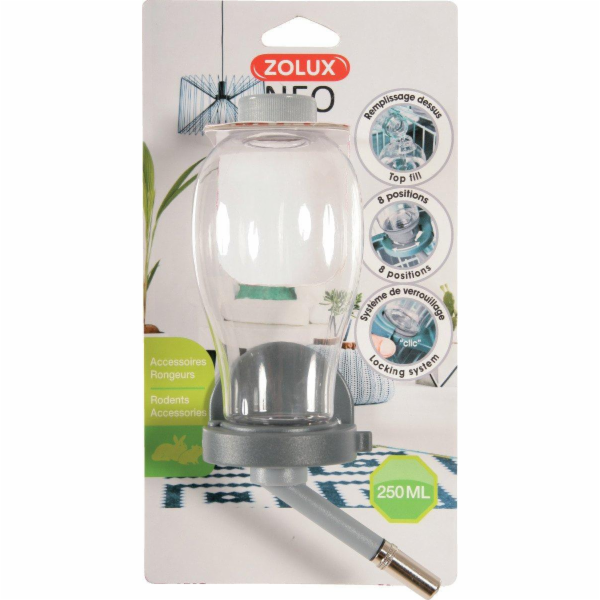 Zolux Svrchně plněný napáječ pro hlodavce, 250 ml, šedý