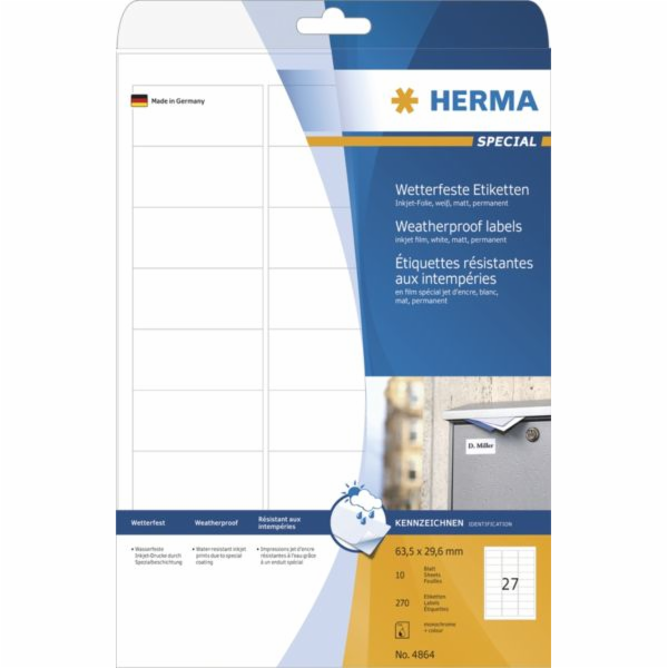 Herma Vodotěsné samolepicí etikety 4864, A4, 63,5 x 29,6 ...
