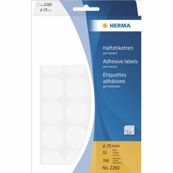 Herma Samolepící etikety, kulaté, bílé 25 mm 768 ks - 2260