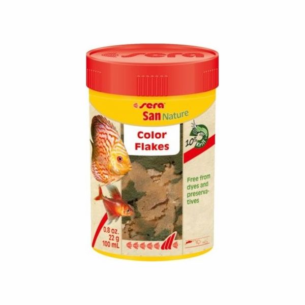 Sera San Nature 100 ml, vločky - prémiové krmivo zvýrazňu...