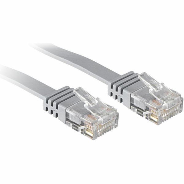 Lindy Patchcord Cat.6, U/UTP, plochý, 0,3m, šedý (47490)