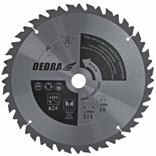 Dedra Kotoučová pila 350x30mm 24 zubů. s HM vložkami a om...