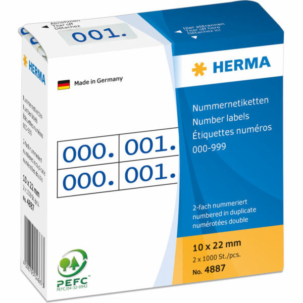 Herma Samolepící etikety 2x / 10 x 22mm Modrá a bílá (4887)
