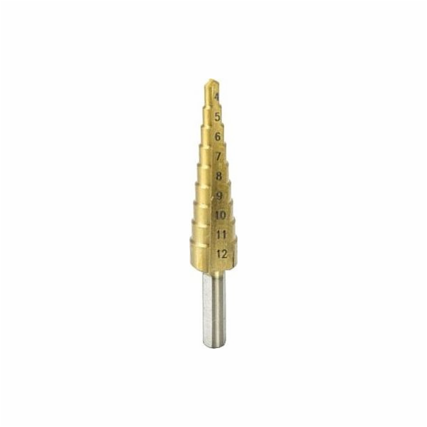 Dedra stupňovitý vrták 4-12mm, HSS,TiN (WMST0412)