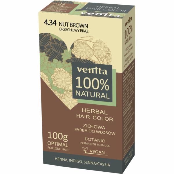 Venita Herbal Hair Dye 4,34 ořechově hnědá