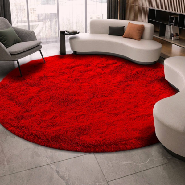 Strado Kulatý koberec Shaggy Strado 140x140 BloodyRed (Li...