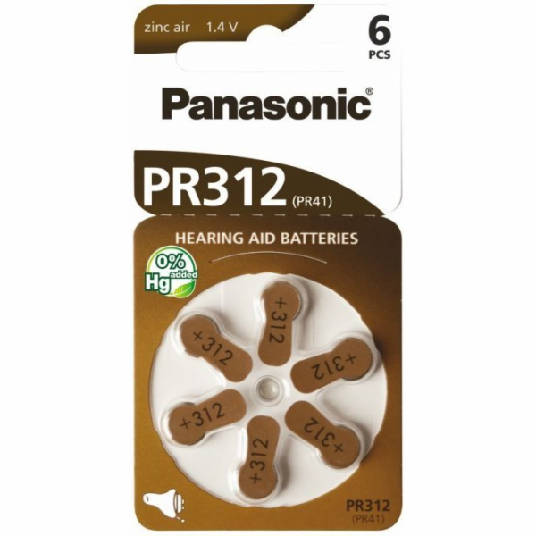 Baterie do sluchadla Panasonic PR41 6 ks.