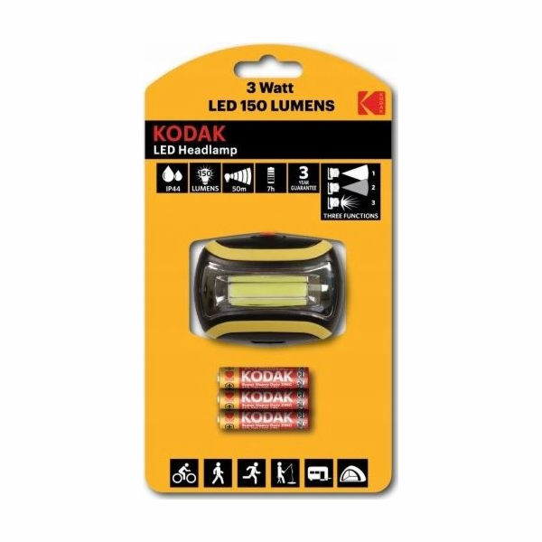 LED čelovka Kodak Headlamp 150 + 3x AAA Extra Heavy Duty