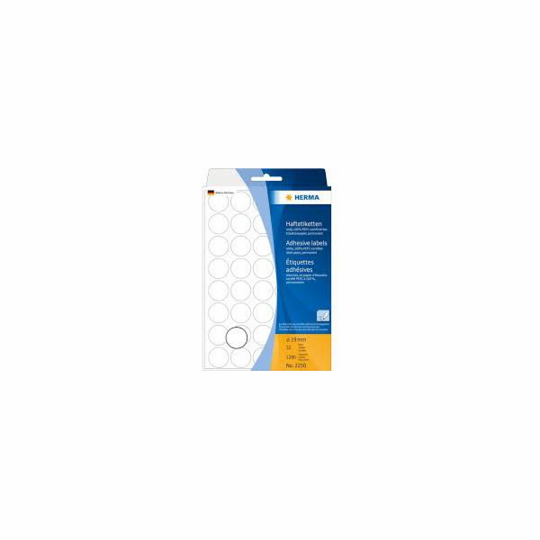 Herma Samolepící etikety, kulaté, bílé 19 mm 1280 ks - 2250