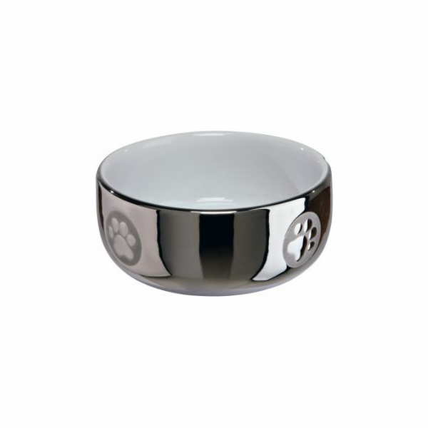 Miska Trixie Cat, keramika, 0,3 l/ 11 cm, stříbrná/bílá