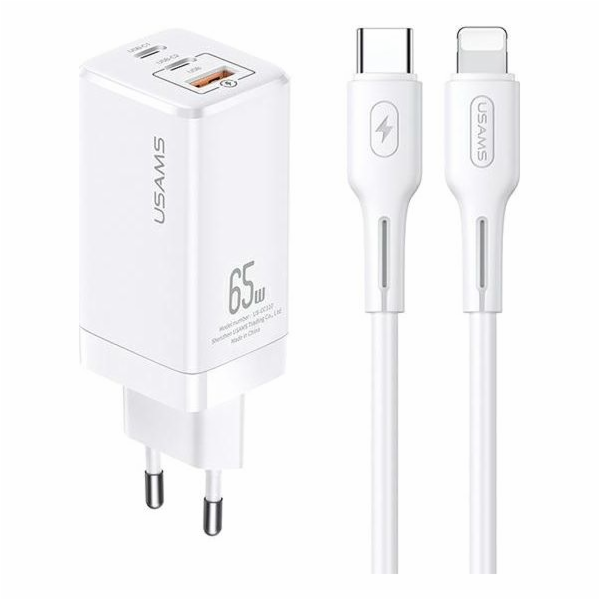 Usams USAMS Charger Lod. síť. MT 2xUSB-C+USB GaN 65W PD +...