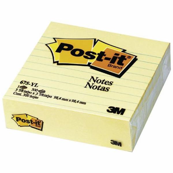 Post-it Pad 675-YL 100x100mm s podšívkou, žlutá (3M0257)
