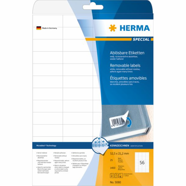 Herma odlepovací etikety 5080 Movables, A4, 52,5 x 21,2 m...