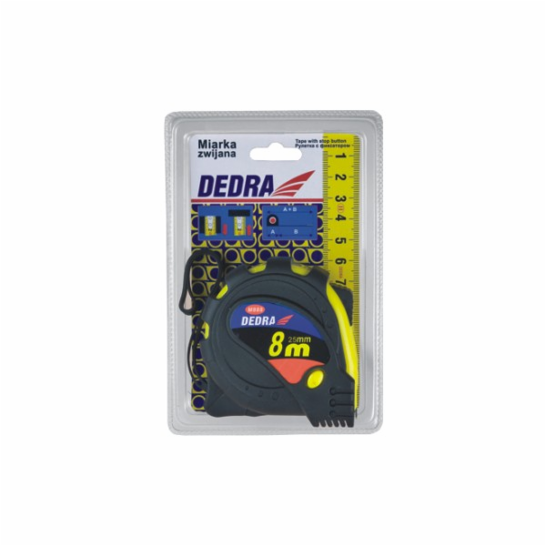 Dedra POP páska skládací 8m 25mm žlutá - M858