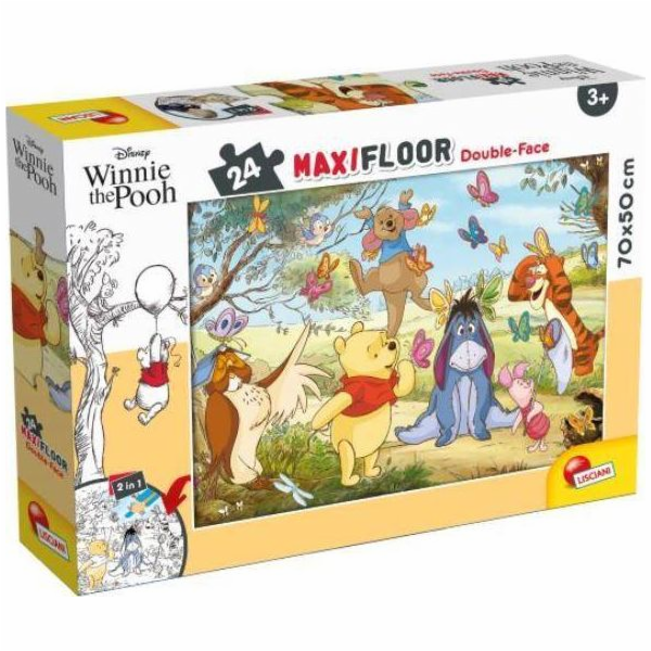 Lisciani Oboustranné podlahové puzzle Maxi 24 Medvídek Pú