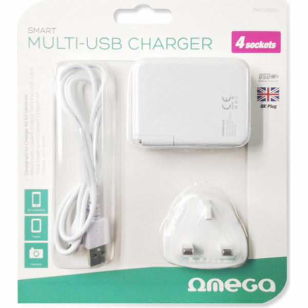 Omega 4x USB 4A nabíječka, bílá - 42673