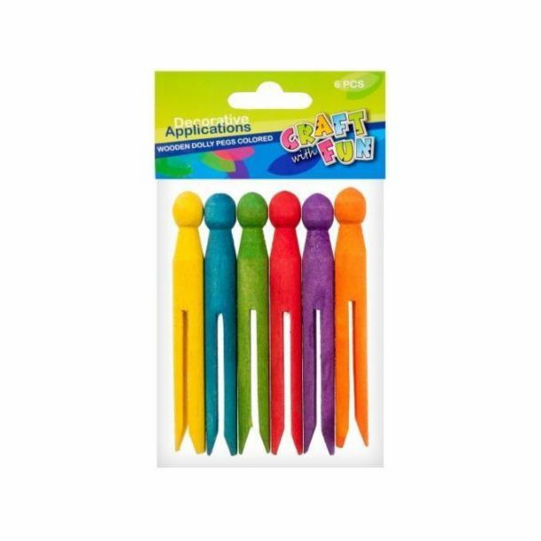 Craft with Fun Dekorativní dřevěné hmoždinky barevné 6 ku...