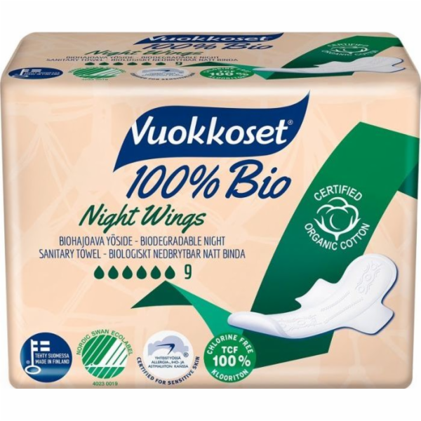 Vuokkoset Vuokkoset, 100% BIO, Hygienické vložky s křidél...