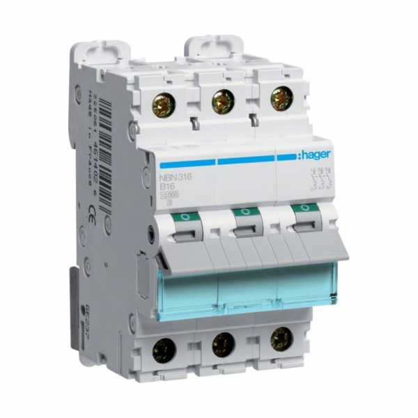 Hager Polo Jistič 3P B 16A 10kA AC (NBN316)