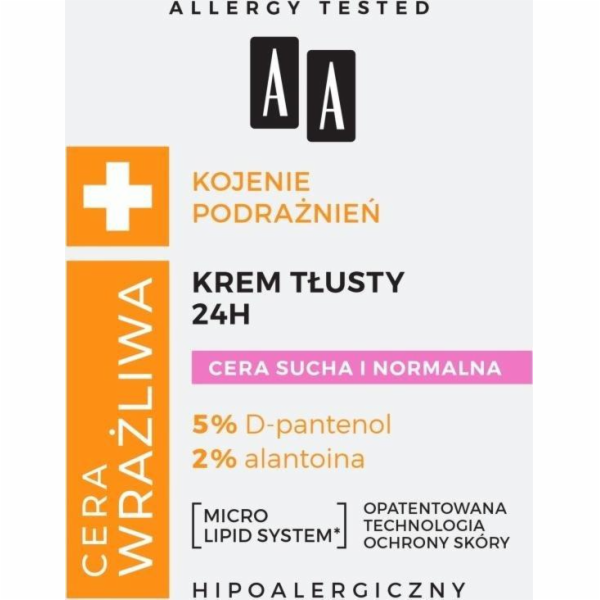 AA AA_Sensitive Skin Zklidňující podráždění Oily Cream 24...
